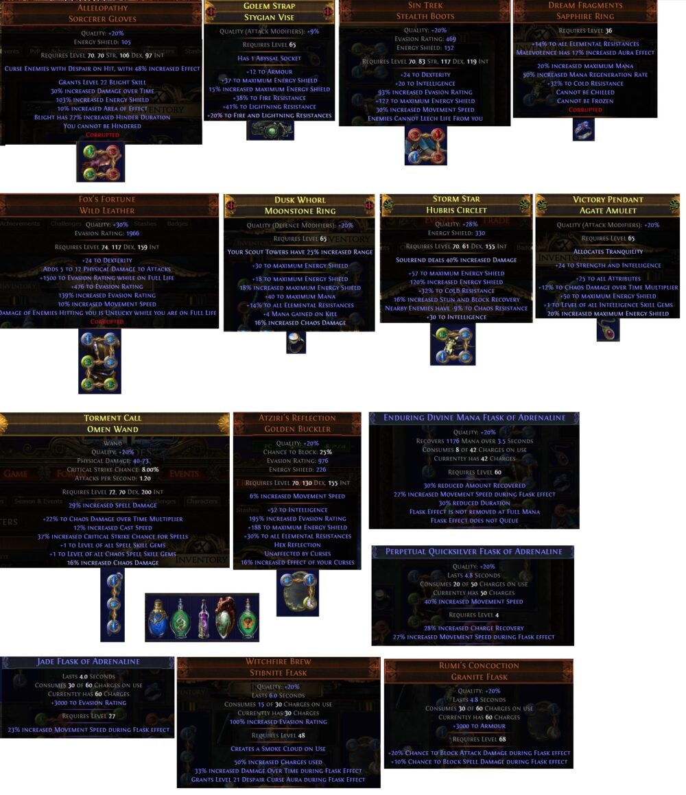 Equipement SoulRend Chaos Trickster Path of Exile 3.13