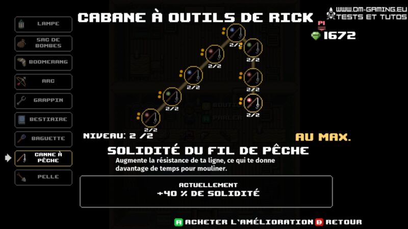 amélioration canne à peche rogue heroes dm gaming