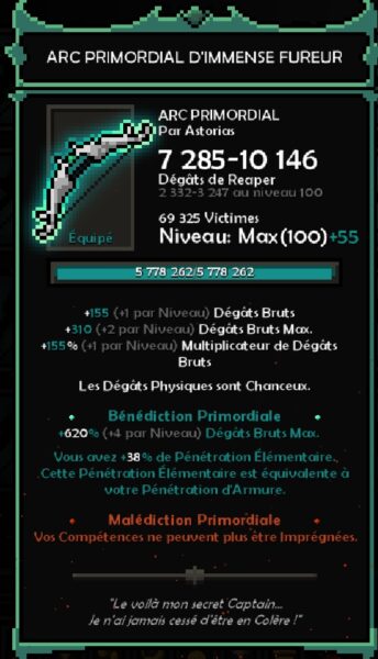 arc primordial d'immense fureur the slormancer lvl 100