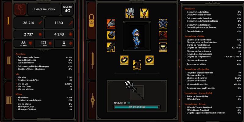 statistiques Build Mage Orbe du Maitre Colère X The Slormancer