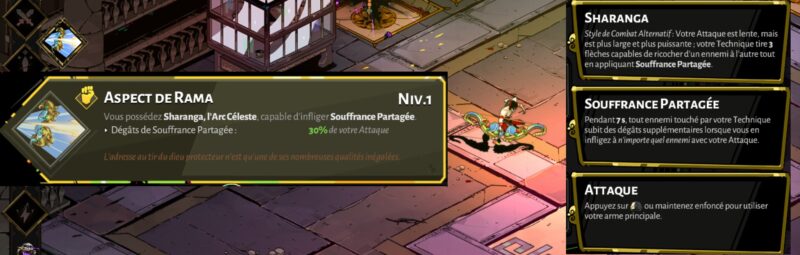 Aspect caché de Coronacht l'arc traque-coeur Rama Hadès