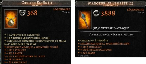 légendaires Build Sainteté Sorcellerie Anima
