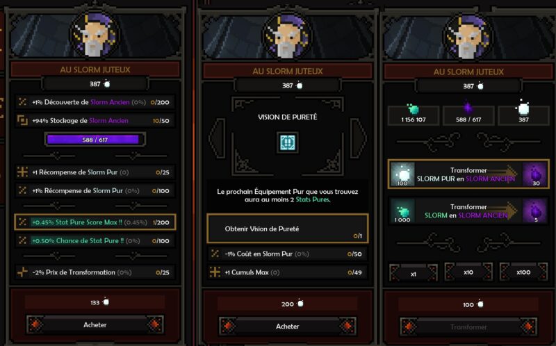 Les améliorations du PNJ Au Slorm Juteux The Slormancer