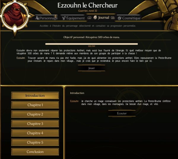 histoire et objectif personel BlightBound